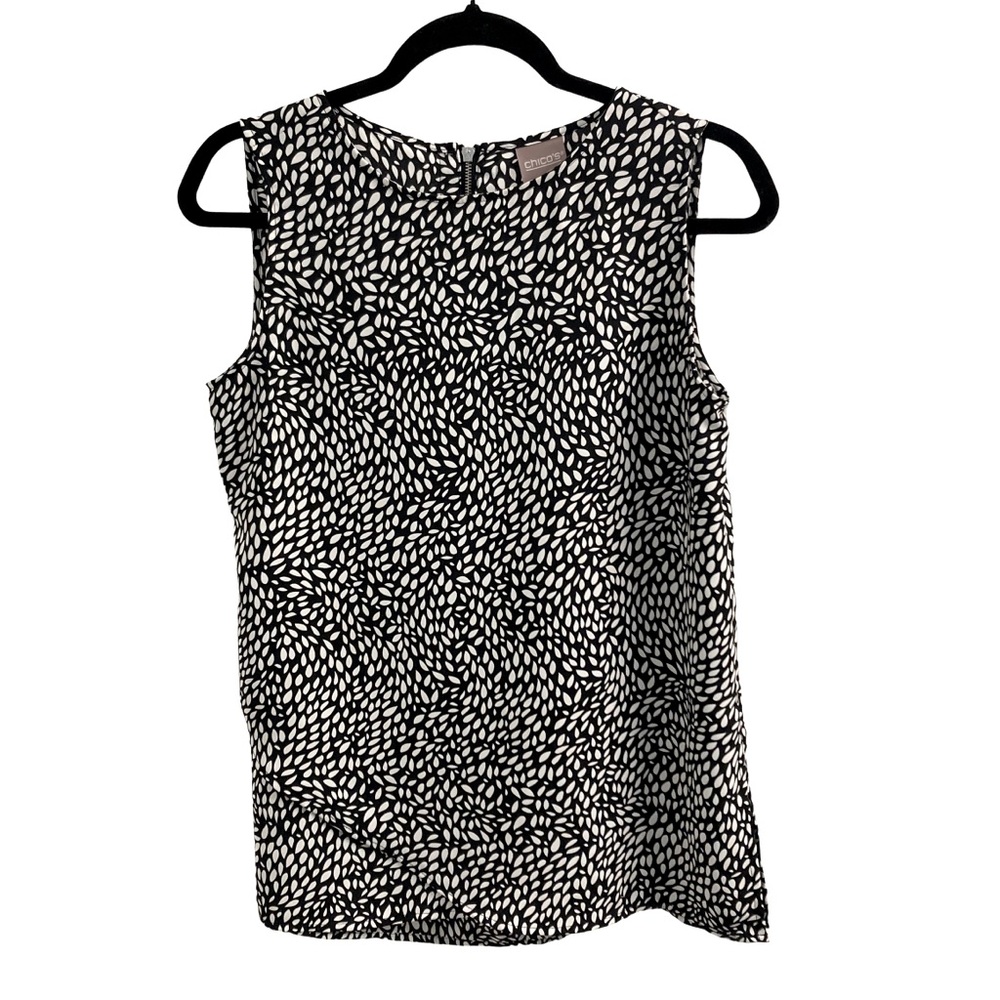Chico's Black & White Sleeveless Blouse Size 0